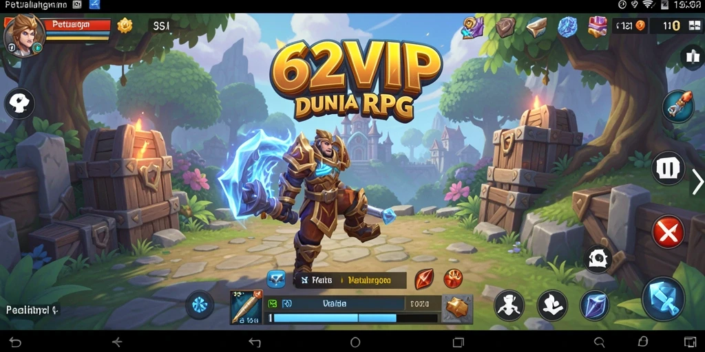 Tangkapan layar utama 62VIP menampilkan aksi seru dalam petualangan RPG.
