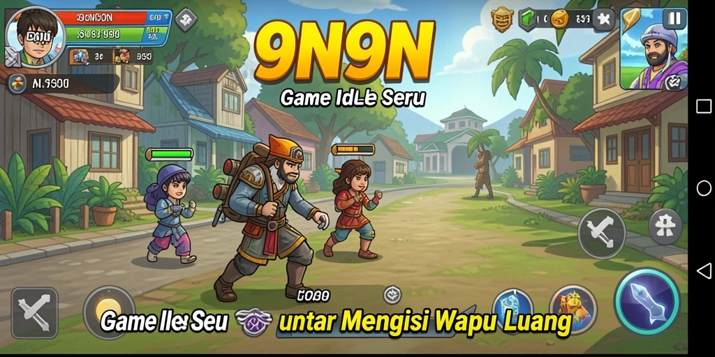 Tampilan gameplay idle menarik dari 9N9N yang santai dan mengasyikkan.