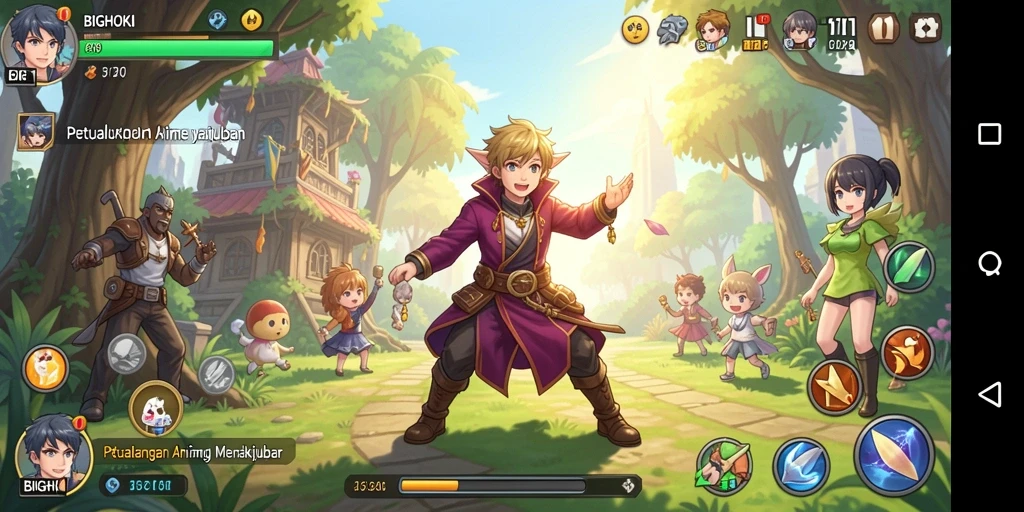 Tampilan gameplay BIGHOKI dengan karakter Anime yang menarik.
