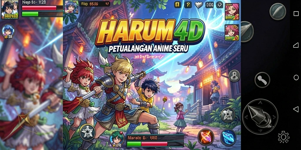 Tampilan gameplay yang menakjubkan di HARUM4D dengan karakter anime.