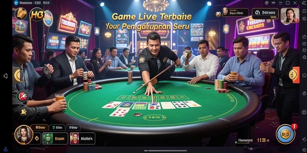 Screenshot gameplay HO3 yang menampilkan dealer dan perjudian langsung.