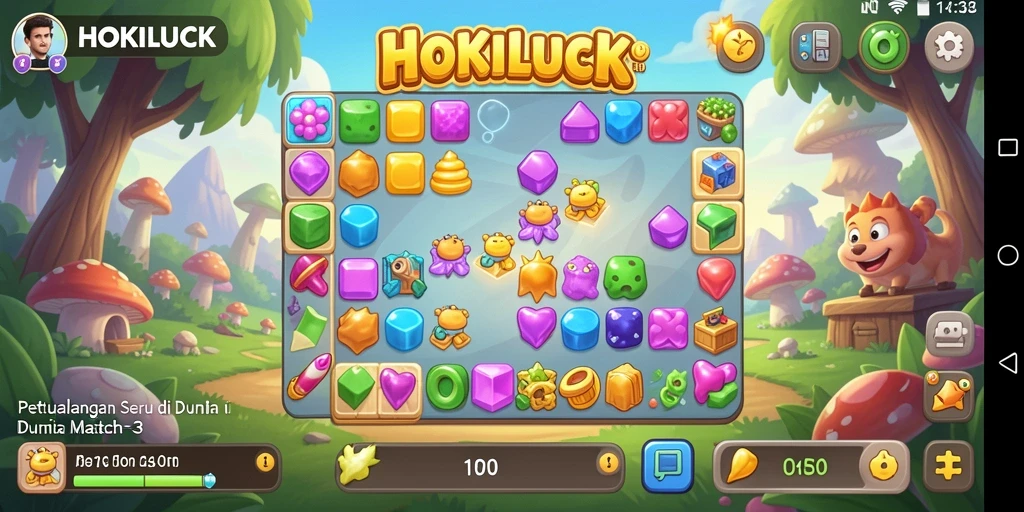 Tampilan gameplay HOKILUCK dengan warna-warni yang menyenangkan.