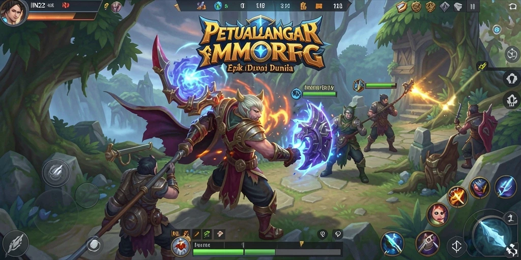 Screenshot menunjukkan petualangan seru dalam dunia IN22 MMORPG.