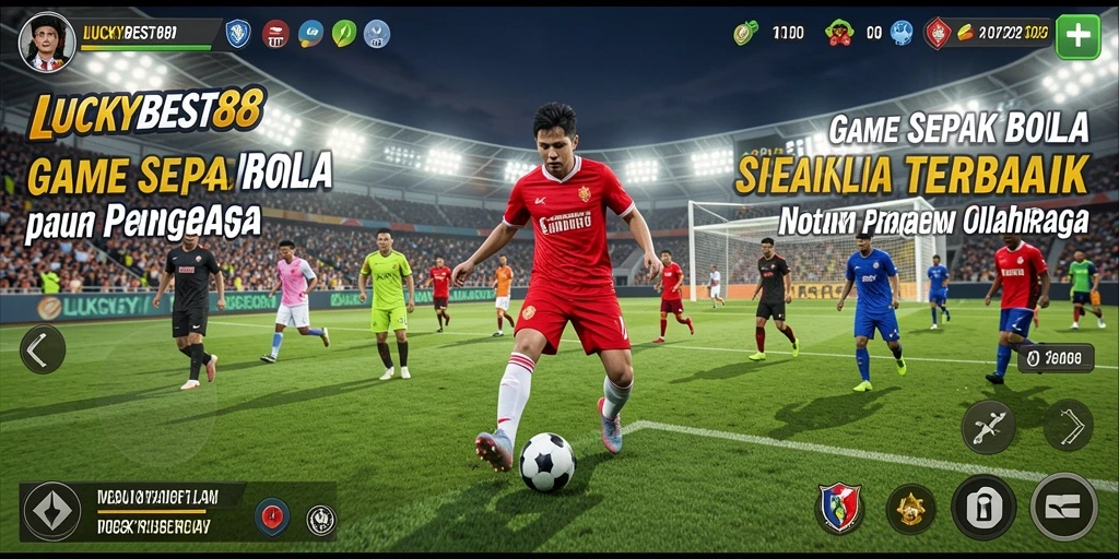 Tampilan gameplay LUCKYBEST88 dengan aksi sepak bola seru.