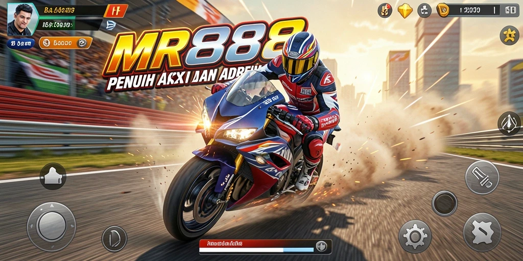 Tampilan balapan motor yang seru dan mendebarkan di MR888.