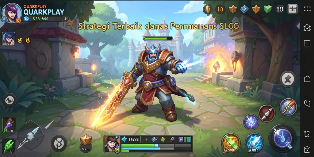 Tangkapan layar utama QUARKPLAY menampilkan aksi strategis menarik.