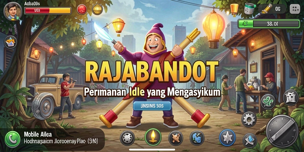 Tangkapan layar dari gameplay menarik RAJABANDOT menampilkan karakter dan aksi pengumpulan sumber daya.