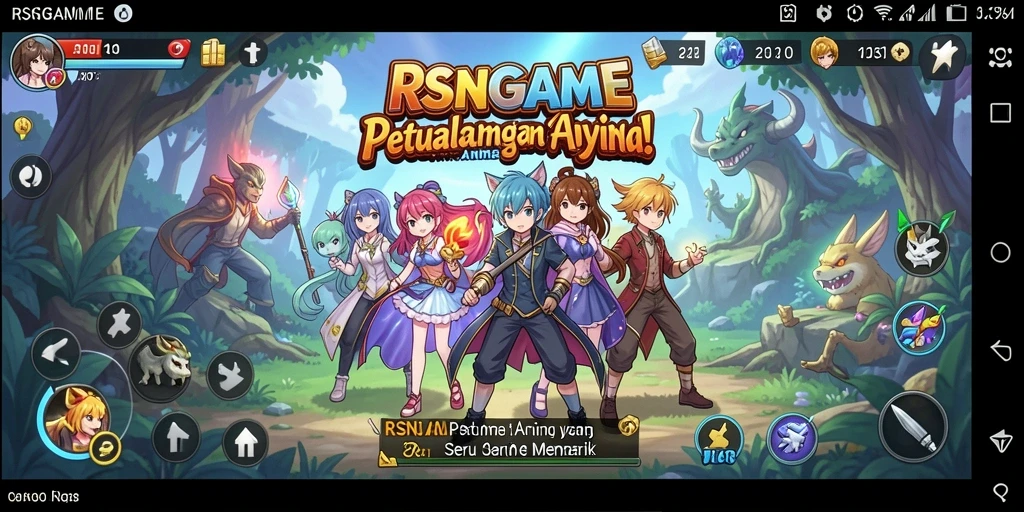 Tampilan gameplay RSNGAME dengan pertarungan karakter Anime yang seru.
