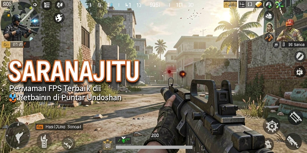 Tangkapan layar SARANAJITU menampilkan aksi pertempuran mendebarkan dalam gameplay FPS.