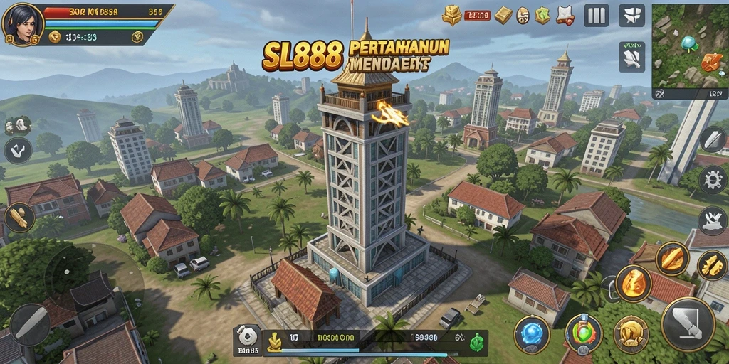 Screenshot gameplay SL888 menunjukkan aksi menara pertahanan yang seru.