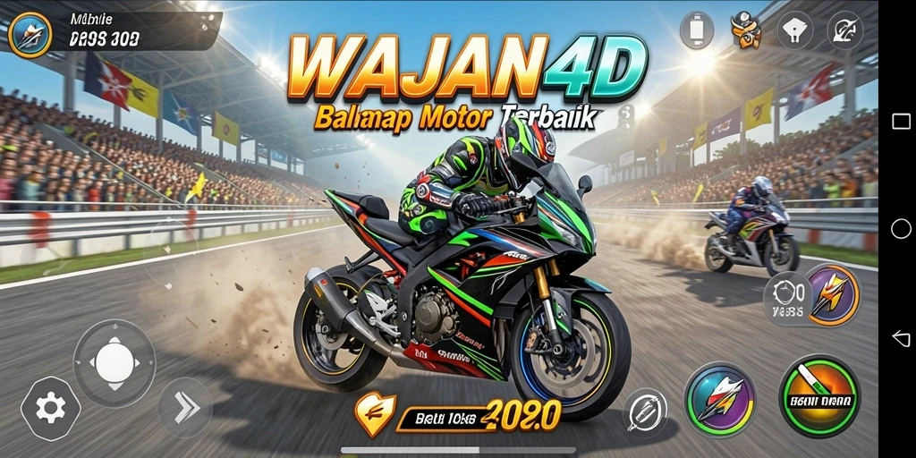 Tampilan seru gameplay balap motor WAJAN4D.